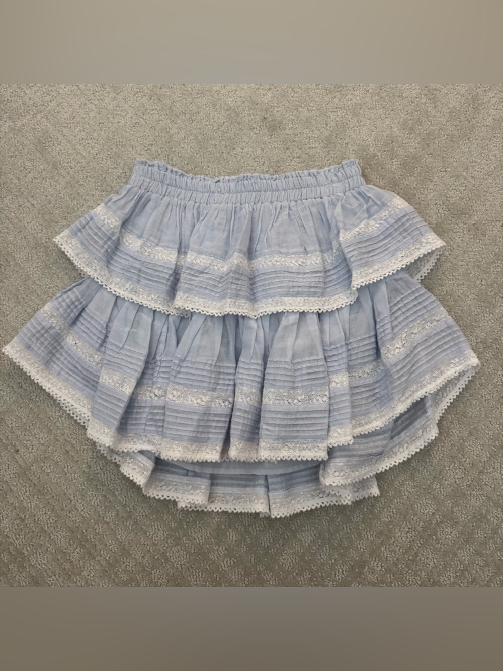 Loveshack Fancy ruffle mini skirt in light blue